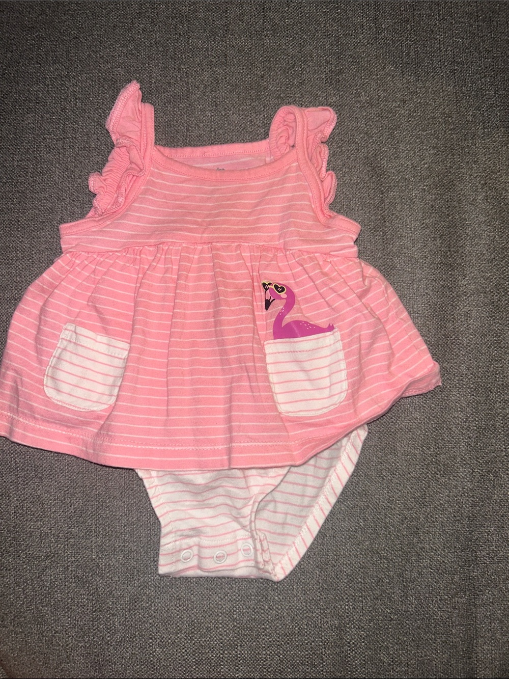 Carter's Pink Striped Flamingo Romper